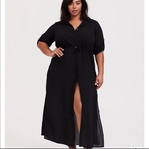 Torrid Black Shirt Maxi Dress Swim Cover 2x